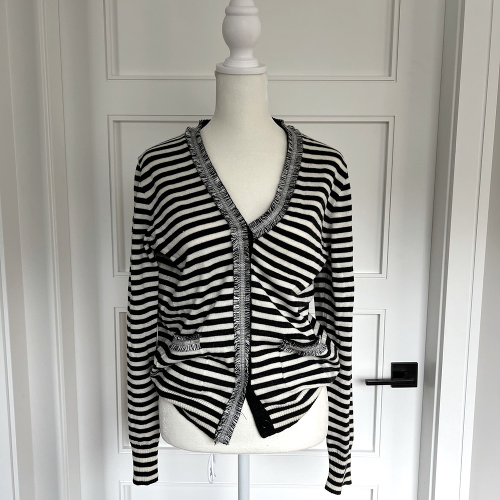 J Crew 100% Wool Stripe Cardigan sweater